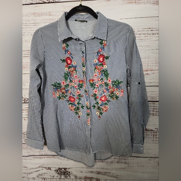 Saloon XL Embroidered Stripped Button-down - Picture 1 of 4